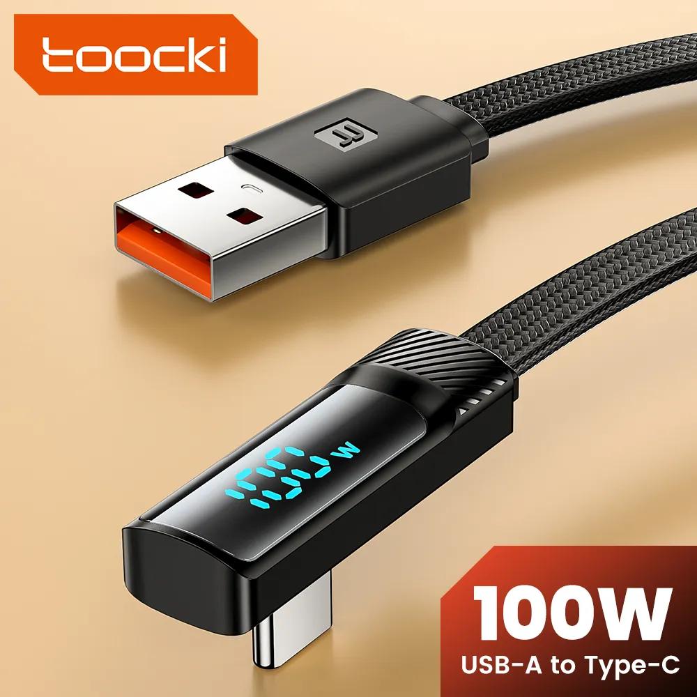 Toocki 90 ° 팔꿈치 USB C타입 케이블, 6A 고속 충전 데이터 코드, 100W C타입에서 USB C 충전기 와이어 디스플레이 케이블, 삼성 샤오니용